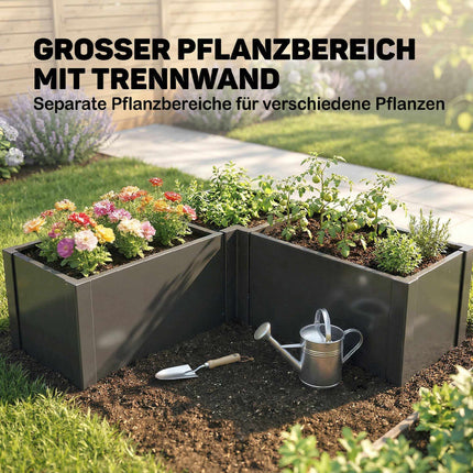 L-förmiges Hochbeet, verzinkter Stahl, 150x150x55 cm