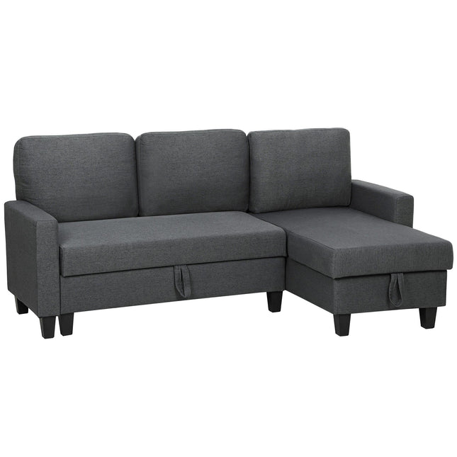 L-förmiges Schlafsofa mit Stauraum, umstellbare Ottomane, Grau