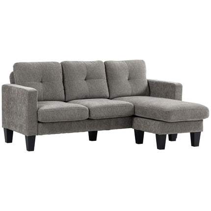 L-förmiges Sofa, Chenille-Stoff, Braun, platzsparendes Design