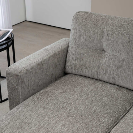 L-förmiges Sofa, Chenille-Stoff, Braun, platzsparendes Design