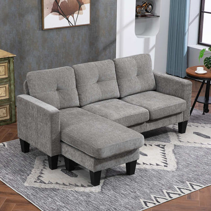L-förmiges Sofa, Chenille-Stoff, Braun, platzsparendes Design