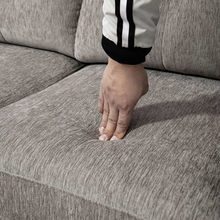 L-förmiges Sofa, Chenille-Stoff, Braun, platzsparendes Design