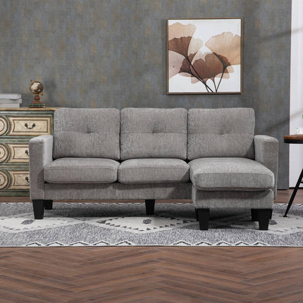 L-förmiges Sofa, Chenille-Stoff, Braun, platzsparendes Design
