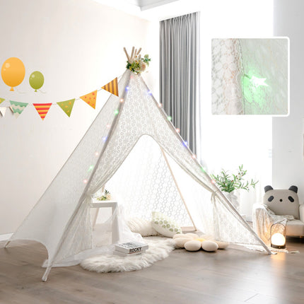 Lace Teepee Tent, 5-Sided, LED Star Lights, Large