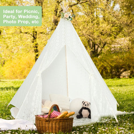 Lace Teepee Tent, 5-Sided, LED Star Lights, Large