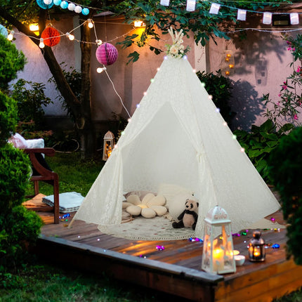 Lace Teepee Tent, 5-Sided, LED Star Lights, Large