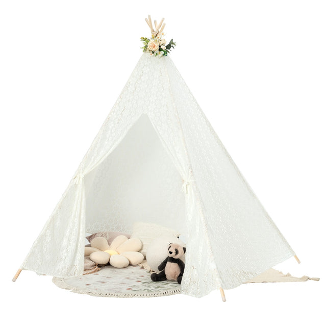 Spitzen-Tipi-Zelt, 5-seitig, LED-Sternenlichter, groß
