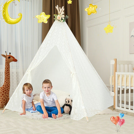 Lace Teepee Tent, 5-Sided, LED Star Lights, Large