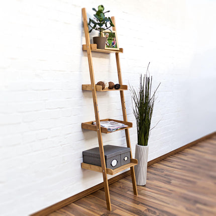 Ladder shelf bamboo 4 shelves