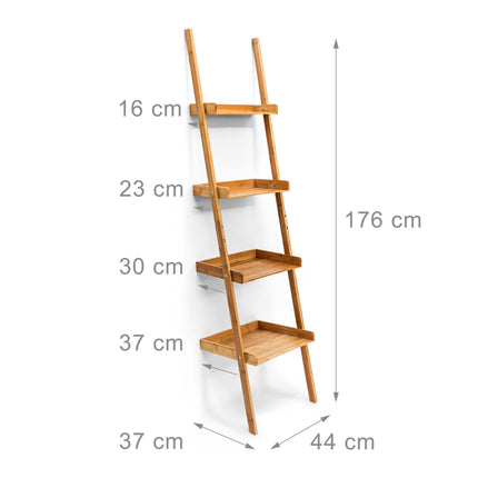 Ladder shelf bamboo 4 shelves