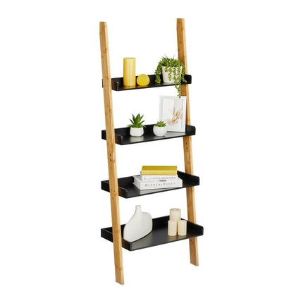 Ladder shelf in bamboo with 4 shelves