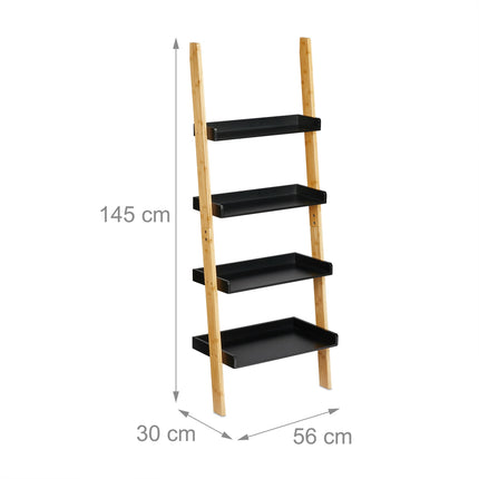 Ladder shelf in bamboo with 4 shelves