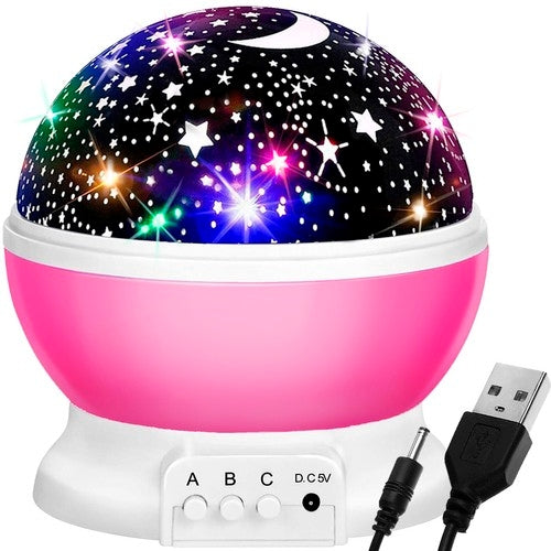 Lampe mit batteriebetriebenem Projektor rosa 22192 