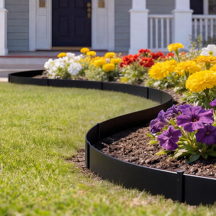 Landscape Edging, Galvanized Steel, 6-Pack, Black, 40 x 8 in