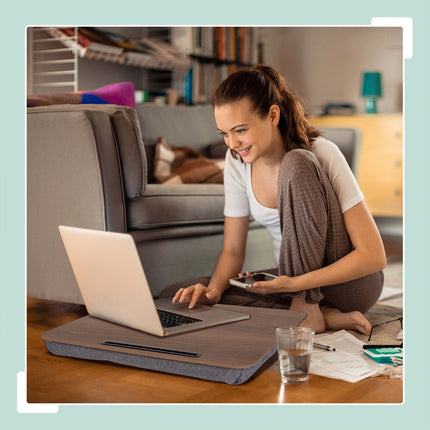 Laptop Bed Tray 17" with Cushion & Phone Holder