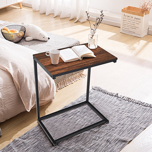 Laptop-Beistelltisch – Metall & Holz, 55x35x65 cm, Braun