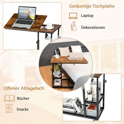 Laptoptisch mit Höhen- und Neigungsverstellbar 3 Ebenen Beistelltisch Vintage
