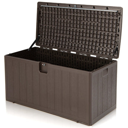 Coffre de rangement de grande capacité de 400 L, coffre protégé du soleil, 127,5 x 64 x 64 cm, marron