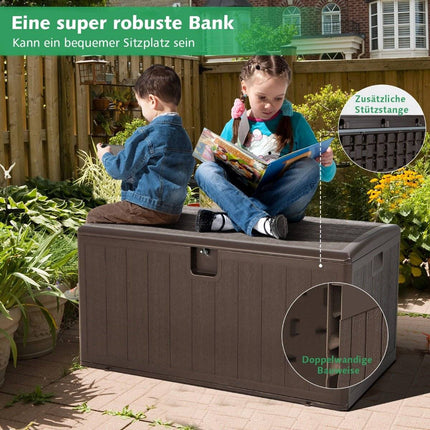 Coffre de rangement de grande capacité de 400 L, coffre protégé du soleil, 127,5 x 64 x 64 cm, marron