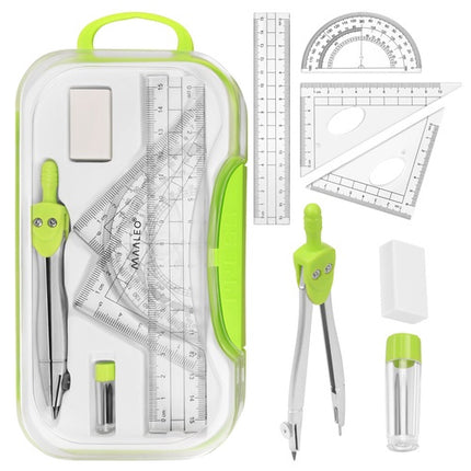 Large 7-Piece School Geometry Set with Compass