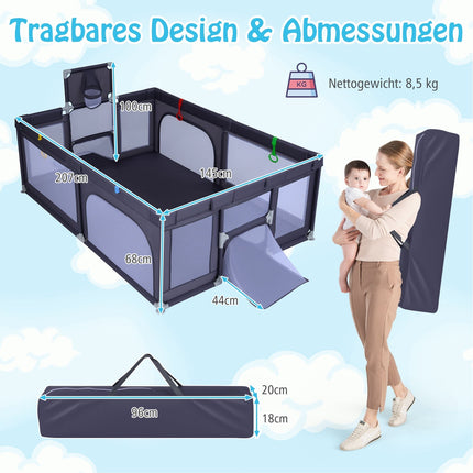 Großer Baby-Laufstall mit Basketballkorb & Fußballtoren