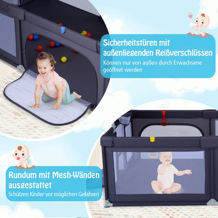 Großer Baby-Laufstall mit Basketballkorb & Fußballtoren