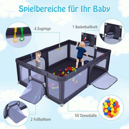 Großer Baby-Laufstall mit Basketballkorb & Fußballtoren