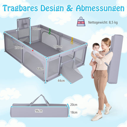 Großer Baby-Laufstall mit Basketballkorb & Fußballtoren