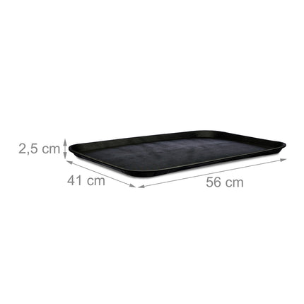 Großes schwarzes Gastro-Tablett 56x41cm – rutschfeste Oberfläche