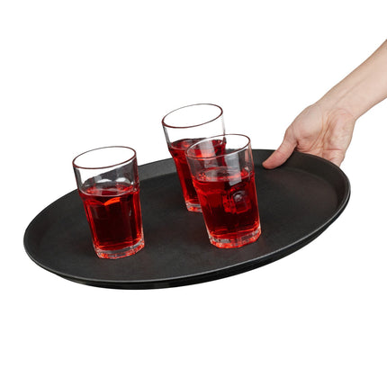 Large Black Serving Trays, Set of 2, Ø40cm