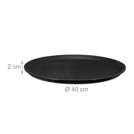 Large Black Serving Trays, Set of 2, Ø40cm