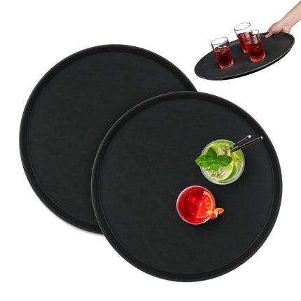 Große schwarze Serviertabletts, 2er-Set – Ø45cm