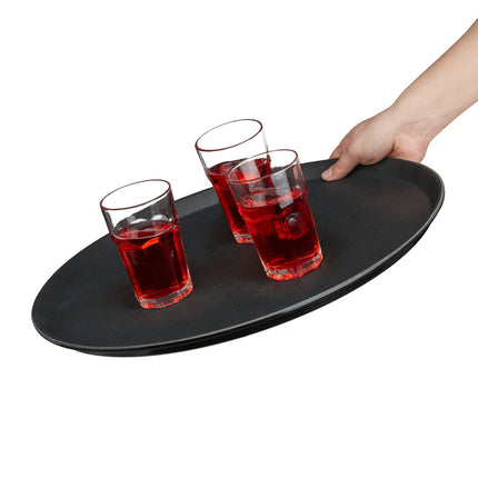 Große schwarze Serviertabletts, 2er-Set – Ø45cm