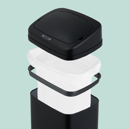 Large Black Steel Kitchen Bin with Sensor
