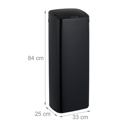 Large Black Steel Kitchen Bin with Sensor