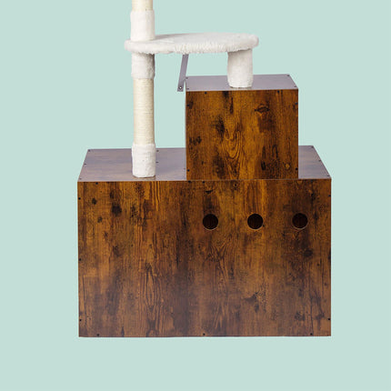 Large Brown Cat Tree with Litter Tray & Sisal Posts