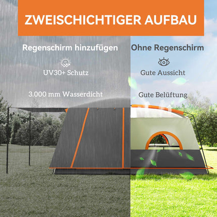 Großes Campingzelt, 4-6 Personen, 2 Räume, wasserdicht