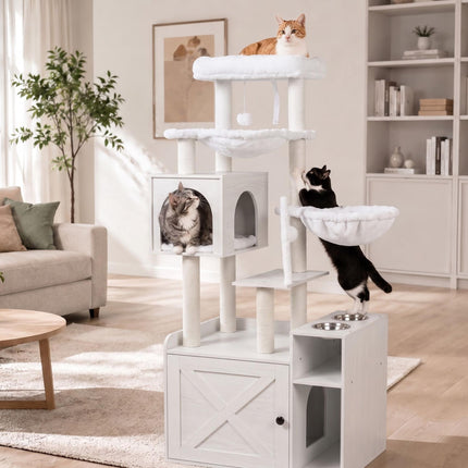 Large Cat Tree with Litter Cabinet & Sisal Posts