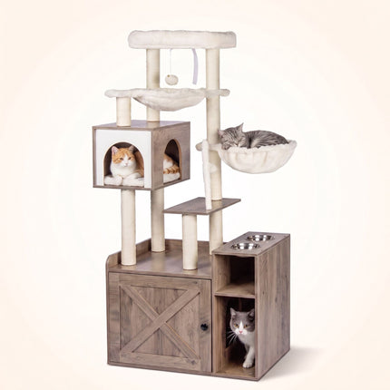 Large Cat Tree with Litter Cabinet & Sisal Posts