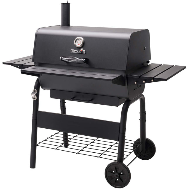 Großer Holzkohlegrill mit verstellbarem Rost und Thermometer