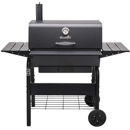Großer Holzkohlegrill mit verstellbarem Rost und Thermometer
