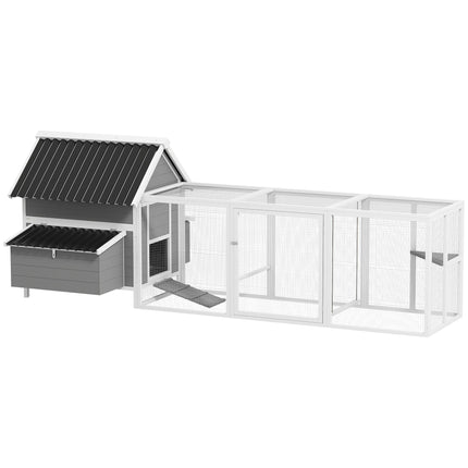 Large Chicken Coop for 7-10 Chickens, Perches, Swing, Grey