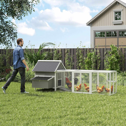 Large Chicken Coop for 7-10 Chickens, Perches, Swing, Grey
