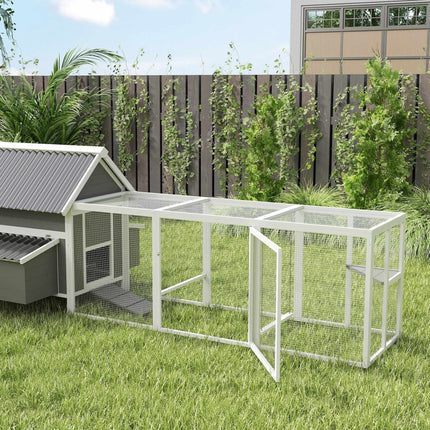 Large Chicken Coop for 7-10 Chickens, Perches, Swing, Grey