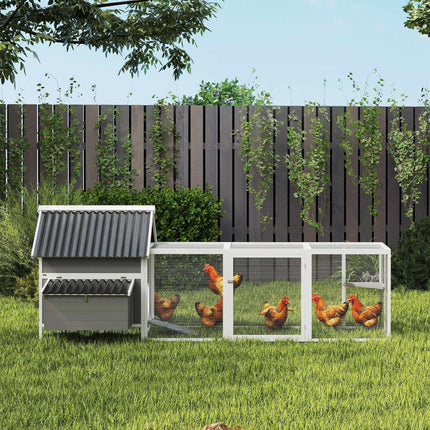 Large Chicken Coop for 7-10 Chickens, Perches, Swing, Grey