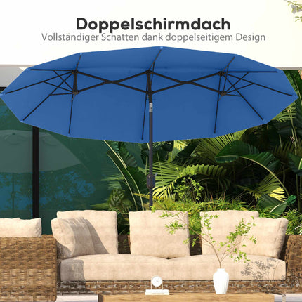 Großer doppelter Terrassenschirm, neigungsverstellbar, Polyester