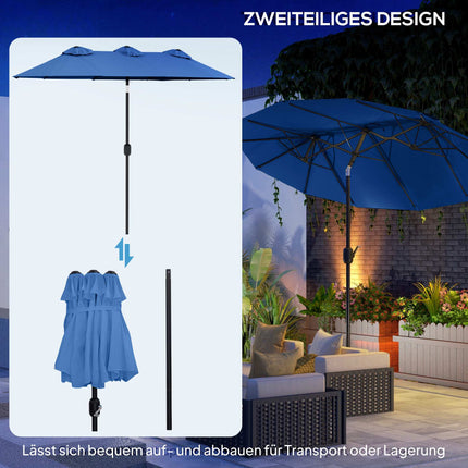 Großer doppelter Terrassenschirm, neigungsverstellbar, Polyester