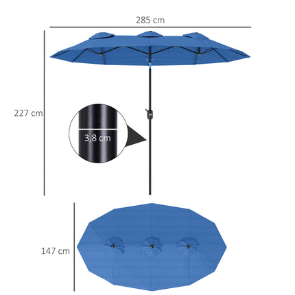 Großer doppelter Terrassenschirm, neigungsverstellbar, Polyester