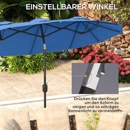 Großer doppelter Terrassenschirm, neigungsverstellbar, Polyester