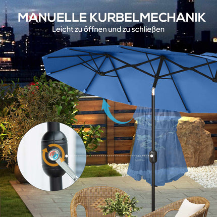 Großer doppelter Terrassenschirm, neigungsverstellbar, Polyester